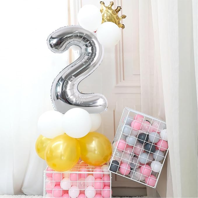 TONIFUL 40 Inch Silver Number 0 Balloon Large Foil Milestone Birthday Decor | - Image 4