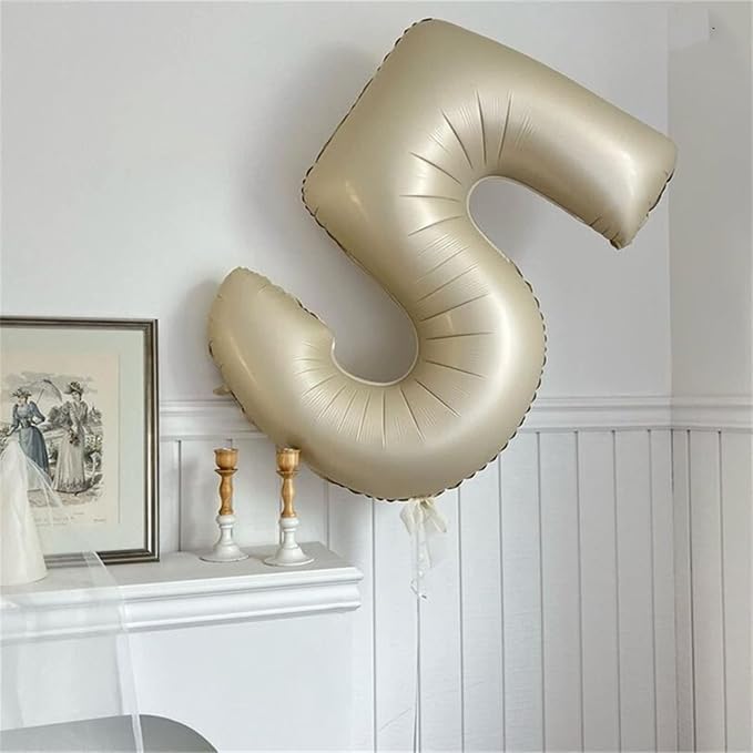 Cream 15 Foil Balloon Numbers, 40 Inch Giant Beige 15th Birthday Balloons - Image 4