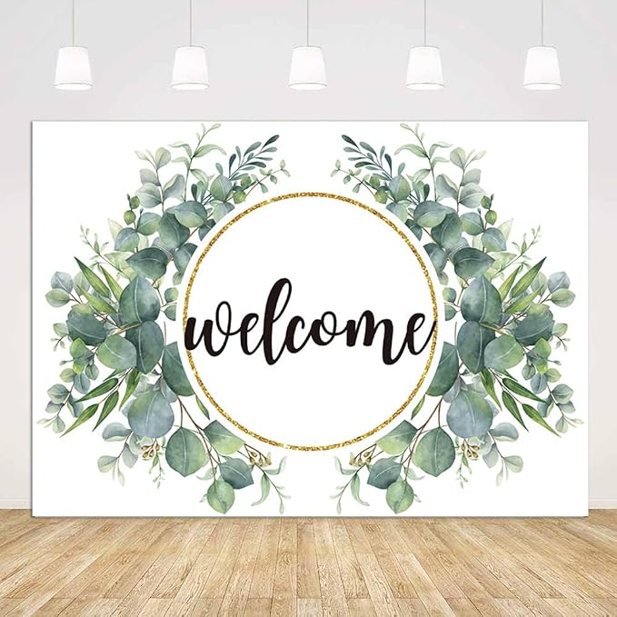 5x3ft Watercolor Greenery Leaves Housewarming Backdrop, Elegant Floral Green by Unknown