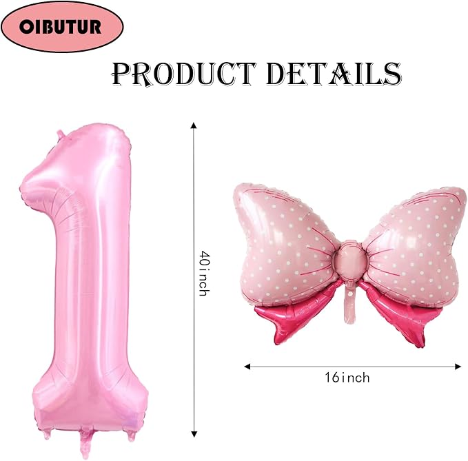 40 inch Number 13 Balloon with Bow Pink Happy Birthday Jumbo Number Balloons - Image 2