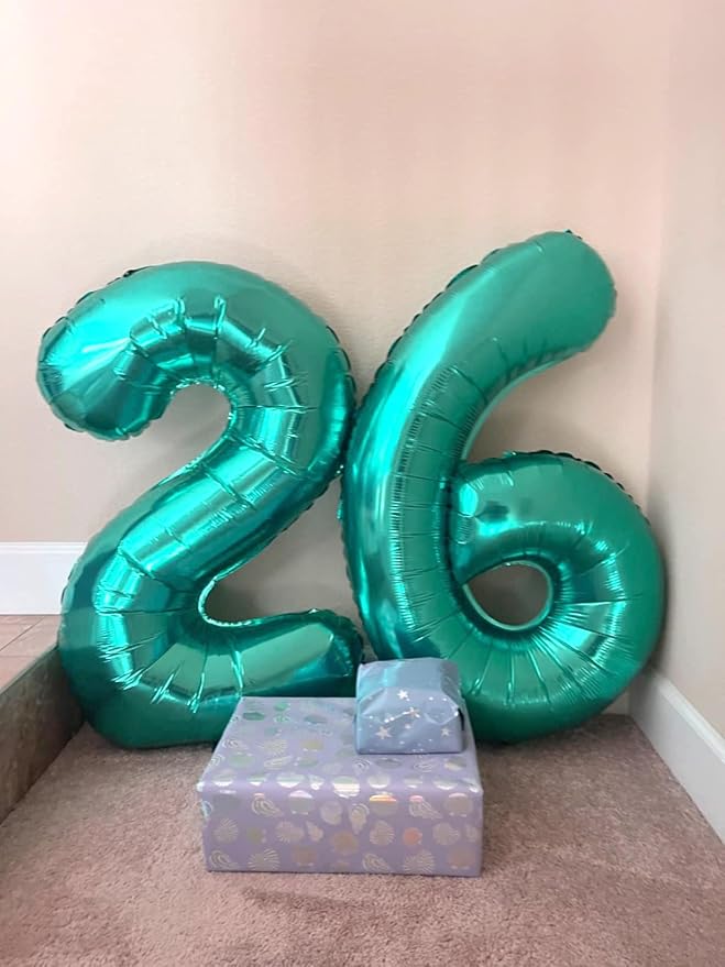 6 Balloon Numbers Party Decorations, 40In Blue-green Balloons - Image 2