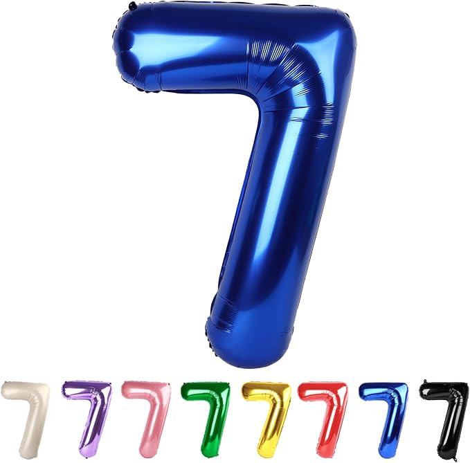 40 Inch Number 7 Balloon, Inflation Straw & Self-Sealing, Leak-Proof Aluminum by Mluchee