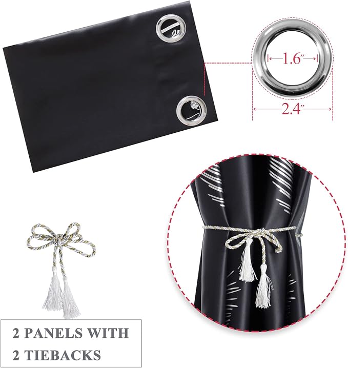 Black Blackout Curtain for Sliding Glass Door 80W x 84L Inch Thermal Insulated - Image 7
