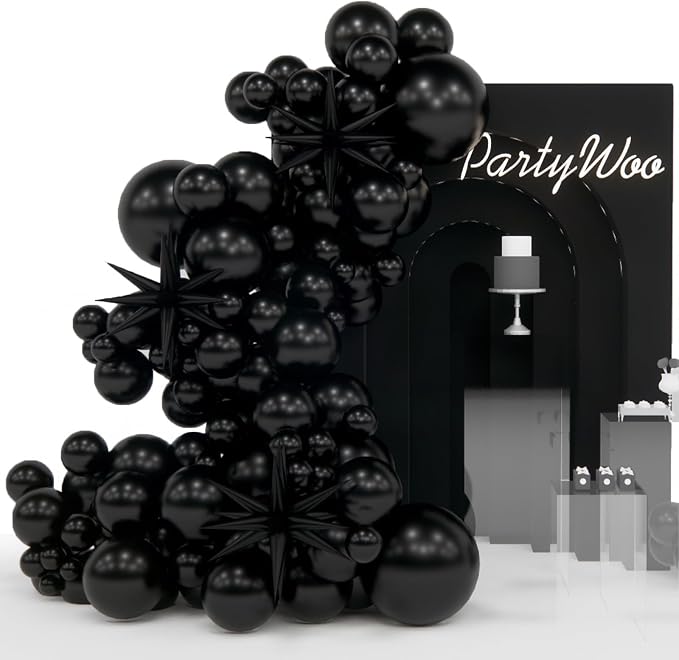 PartyWoo Black Star Spike Latex Balloon Arch Kit 110pcs Different Sizes | 18 12 by PartyWoo