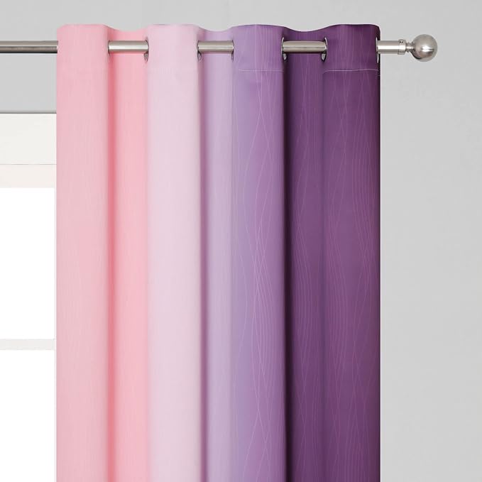 Pink and Purple Ombre Short Blackout Curtains 36 Inch Long, Thermal Insulated - Image 4