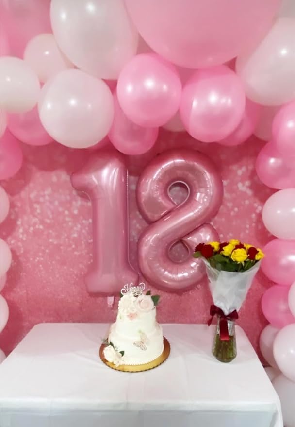 9 Balloon Numbers Party Decorations, 40In Pearl Pink Balloons - Image 3