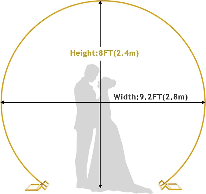 9.2 FT Large Circle Balloon Arch Stand Gold Metal Round Arch Backdrop Stand - Image 2