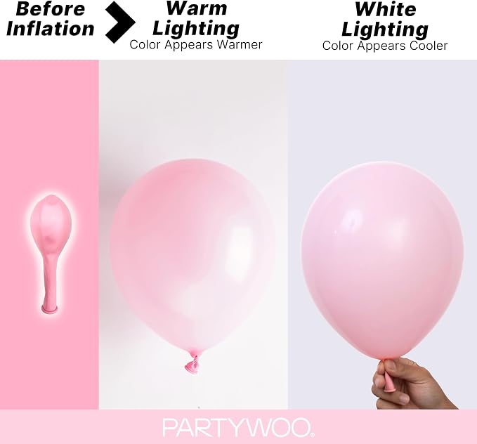 PartyWoo Light Pink Balloons 127pcs Pastel Pale Baby Pink Color | 36 18 12 10 5 - Image 3