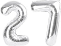 27 Balloon Number 40 Inch Silver Balloons by Mluchee