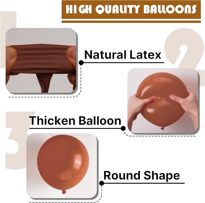 PartyWoo Dark Brown Balloons 127pcs Boho Neutral Coffee Tan Color | 36 18 12 10 - Image 9