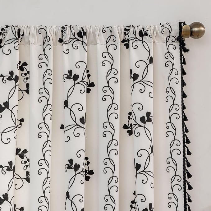 F-CHU Bohemian Floral Curtains 63 Long Patterned Curtain - Image 3