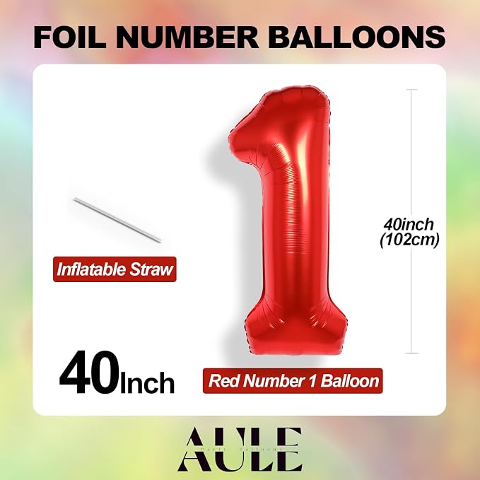 AULE 40 Inch Red 27 Balloon Number Foil 0-9 Birthday Big Numbers | Birthday - Image 4