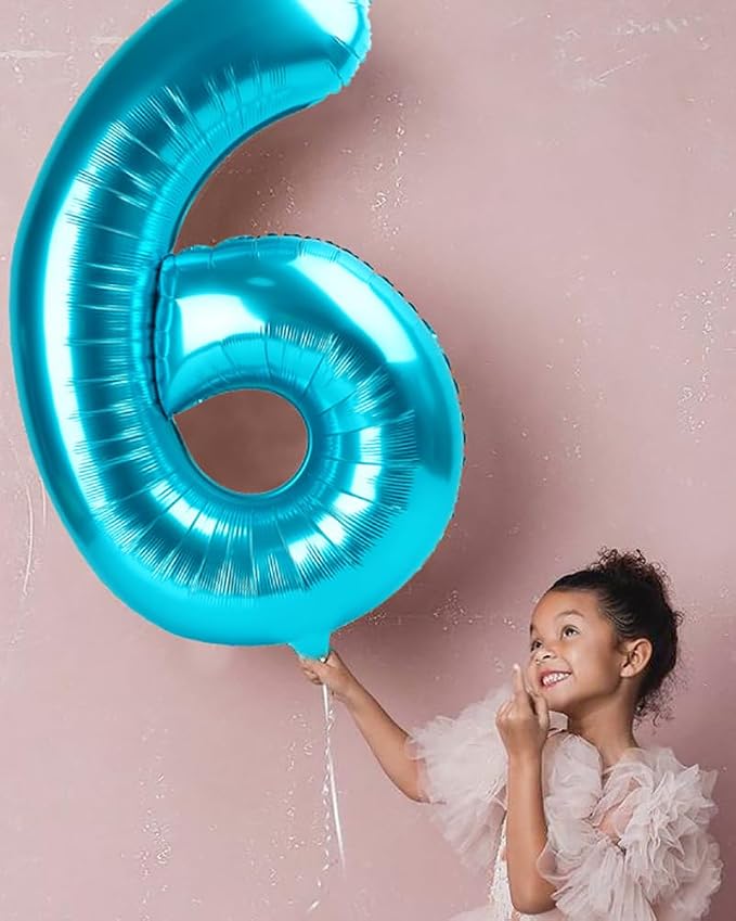 7 Balloon Numbers Birthday Decorations, 40In Light Blue Balloons - Image 4