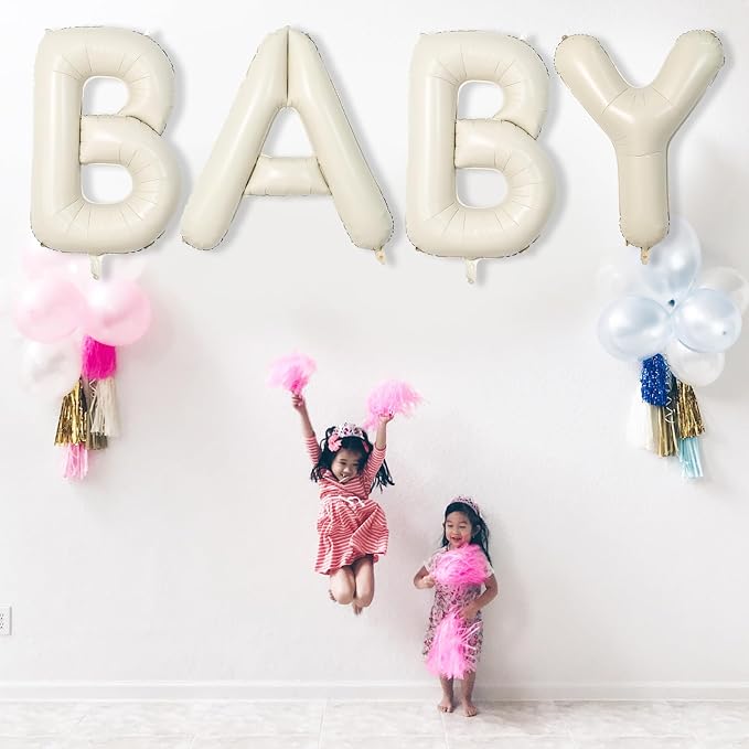 Cream Name Balloon Letters, Large Mylar Helium Alphabet T Custom Balloon Letter - Image 3