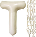 Cream White Letter T Balloons, 40 Inch Giant Foil Mylar Helium Balloons by Lovoir