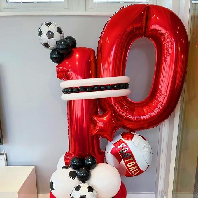 Red 14 Number Balloons, 40 Inch 14 Balloons Foil Mylar Helium Big Red 14 - Image 2