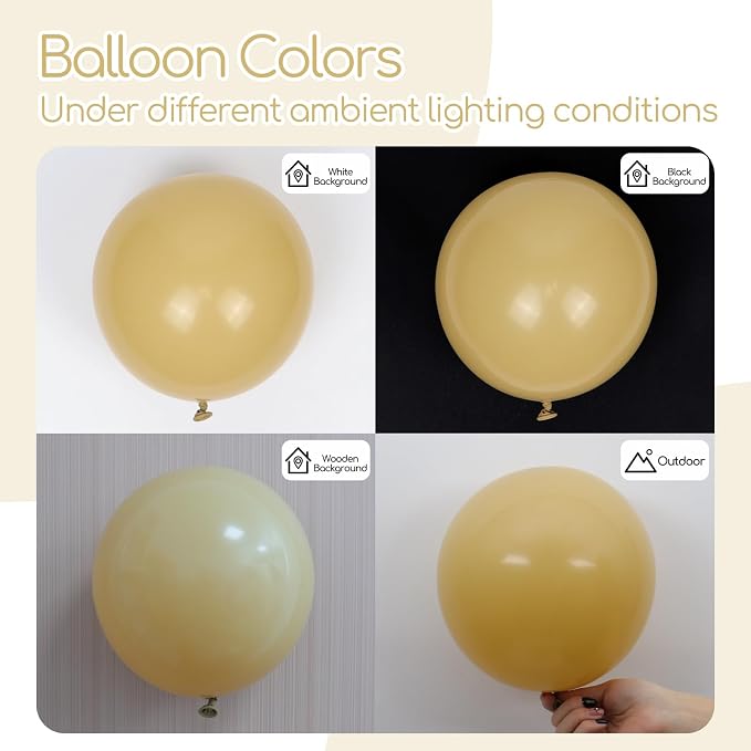 Awenztech 122pcs Tan Balloons, 18 12 10 5 inch Light Brown Balloons Different - Image 4