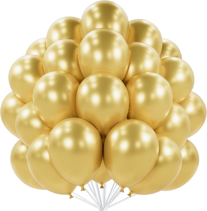 PartyWoo Metallic Gold Balloons 50pcs Chrome Gold Color 12 Inch | Balloons by PartyWoo