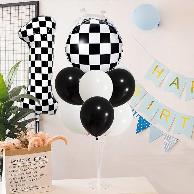 40 Inch Checkered Number Balloon 9 Black and White Number 9 Balloon Foil Helium - Image 5