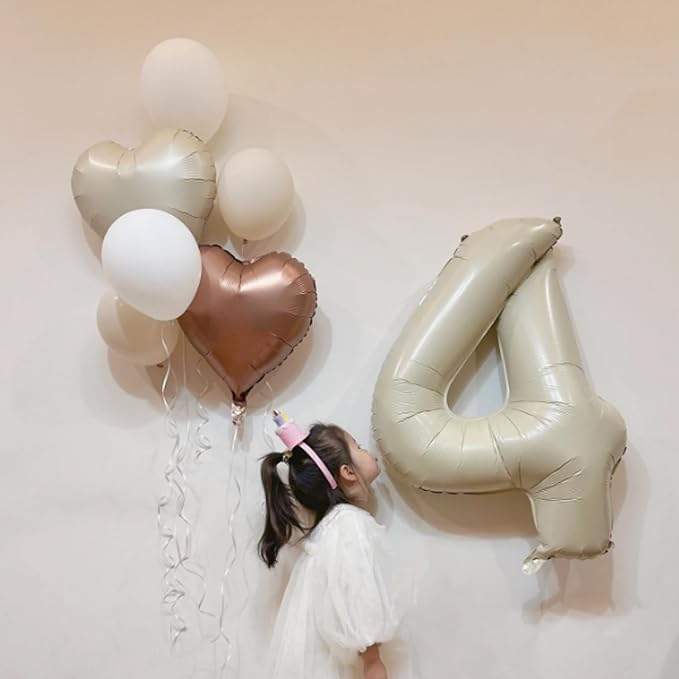 40 Inch Cream Number 4 Balloon, Digital 4 Cream White Giant 4 Foil Balloon - Image 4