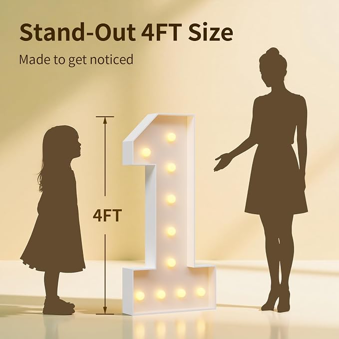 4FT Light Up Marquee Number 8 Warm White Light | Party Decor - Image 2