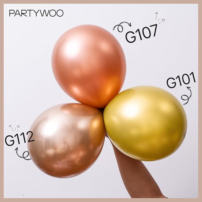 PartyWoo Metallic Rose Gold Balloons 50pcs Chrome Champagne Gold Color | 12 - Image 4