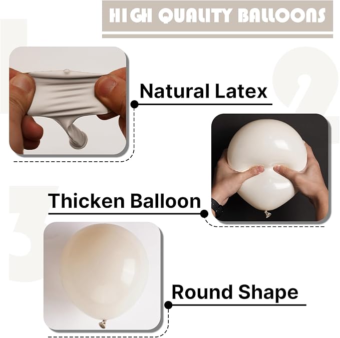 PartyWoo White Balloons 100pcs Sand White Beige Cream Ivory Boho Neutral | - Image 7
