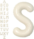 SUWEN 40 Inch Cream Large S Letter Balloons Big Foil Helium A-Z | Jumbo Mylar by SUWEN
