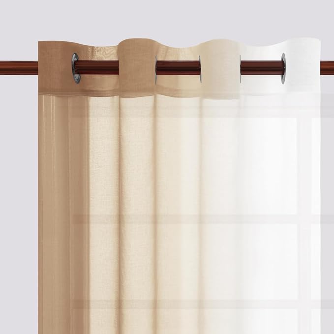 DWCN Ombre Faux Linen Extra Long Sheer Curtains - Image 6