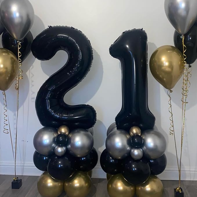 40 Inch Black 21 Number Balloons Giant Jumbo Huge 12 or 21 Foil Mylar Helium - Image 4