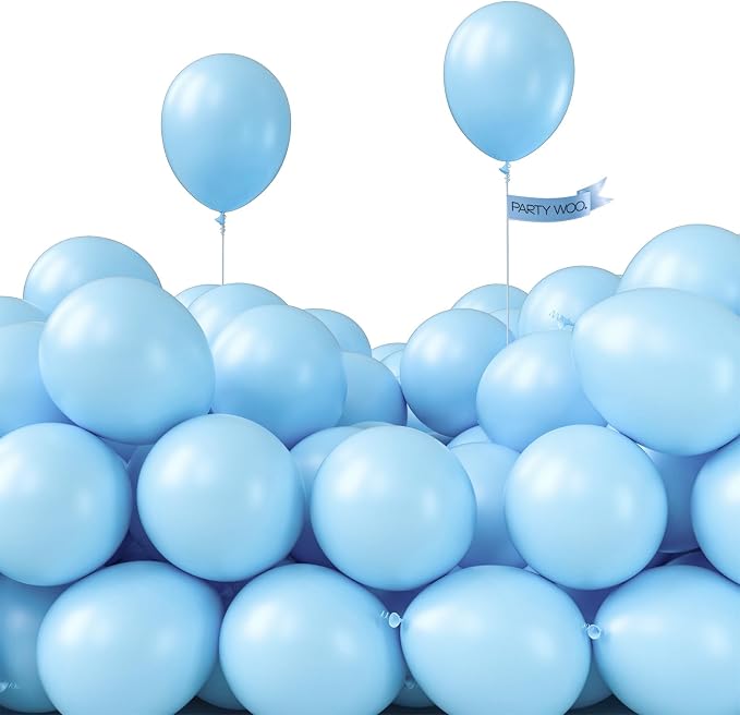 PartyWoo Light Balloons 100pcs Small Mini Pastel Sky Blue Balloons 5 Inch | by PartyWoo