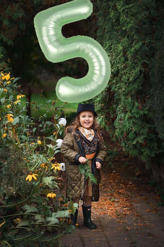 5 Balloon Number 40 Inch Olive Green Balloons - Image 3