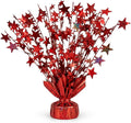 PMU Bursting Star Metallic Foil Spray Centerpiece- Red Prismatic Balloon Weights by PMU