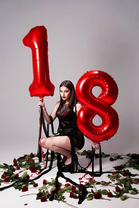 10 Balloon Number 40 Inch Red Balloons - Image 3