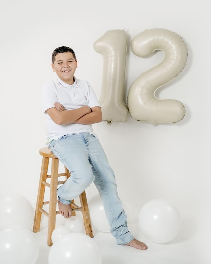 15 Balloon Number 40 Inch Cream Balloons - Image 2