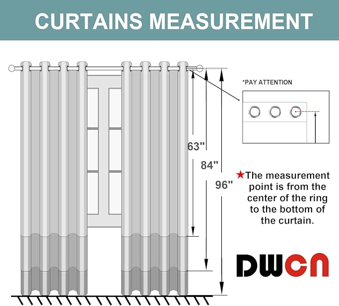 DWCN Grey Faux Linen Ombre Sheer Curtains - Image 9