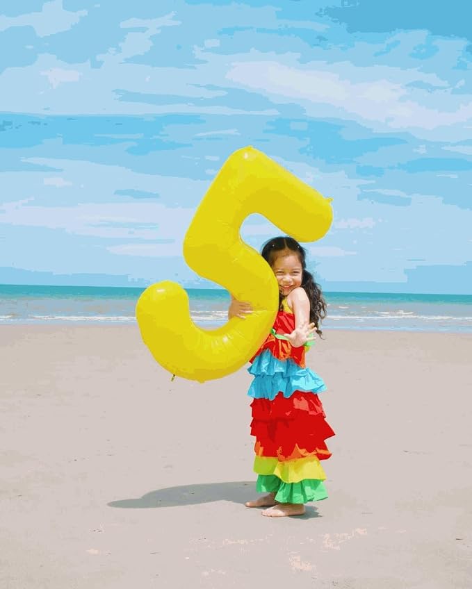 6 Balloon - Macaron Yellow Birthday Number Balloons, 40 Inch Decorations | - Image 7