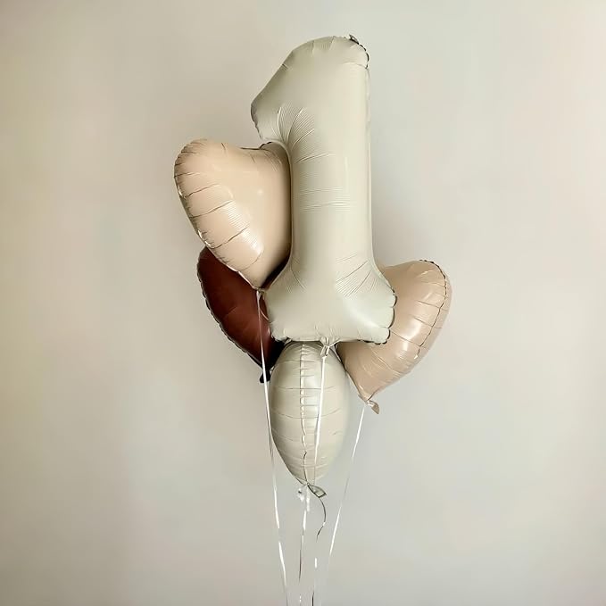 40 Inch Beige Large Numbers Balloons 3, Self Inflating Ivory White Digit 3 - Image 4