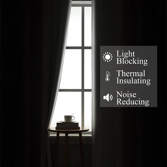 Purple and Greyish White Blackout Curtains 54 Inch Length, Light Blocking - Image 3