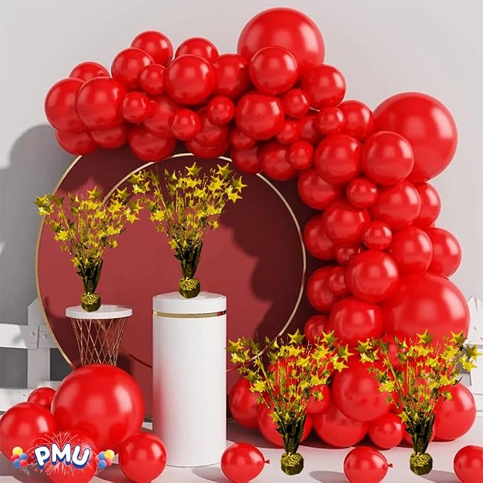 PMU 3 Pack Bursting Star Metallic Foil Spray Centerpiece- Gold Balloon Weights - Image 8