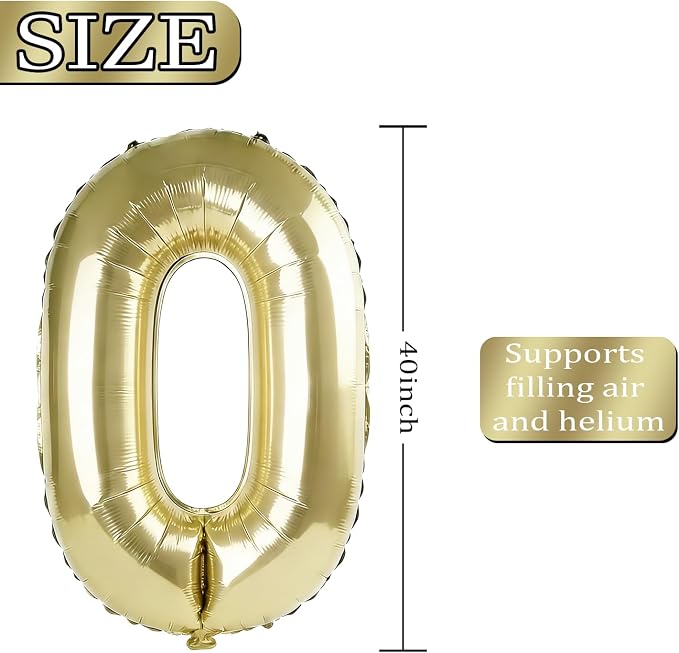 40 Inch Number 58 Balloons for 58th Birthday Party Decorations, 0-100 Champagne - Image 4