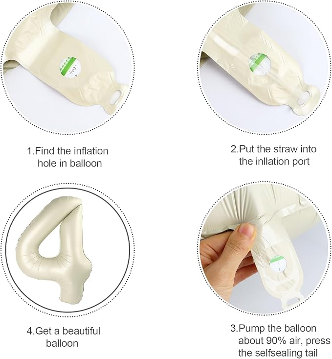 4 Number Balloons Cream 40 Inch Foil Balloon - Image 6