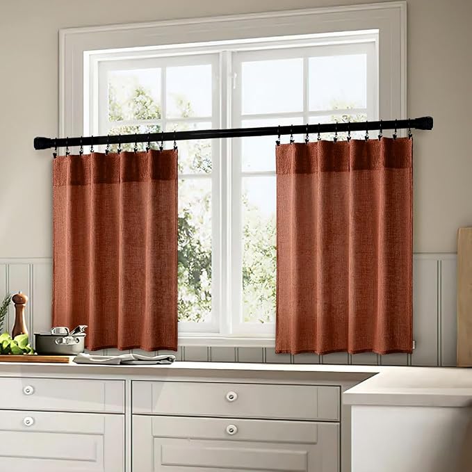 MIULEE Burnt Orange Fall Kitchen Curtains 36 Inch Length 2 Panels Farmhouse | - Image 3