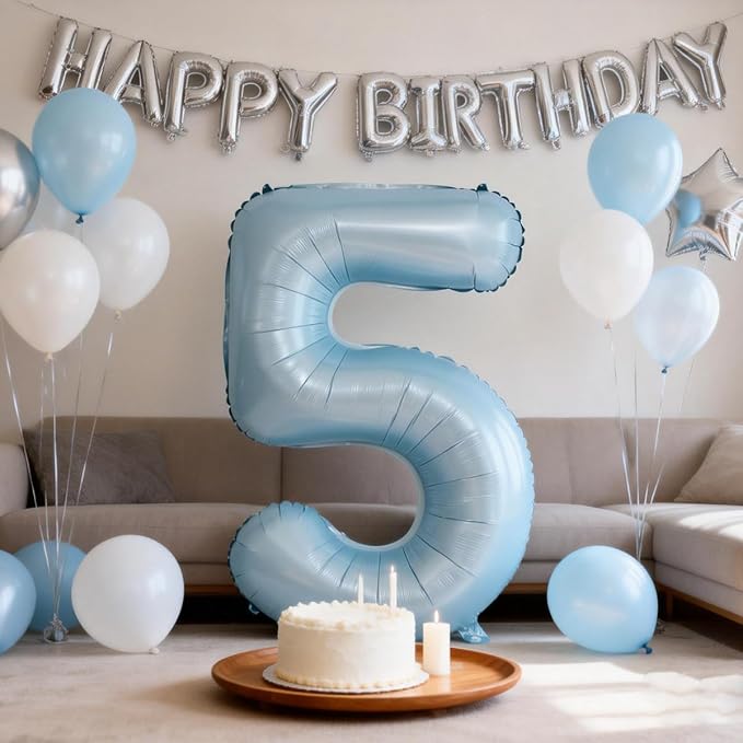 40 In Matte Blue Number Balloons Helium Foil Mylar Balloon Party Digital 39 | - Image 4