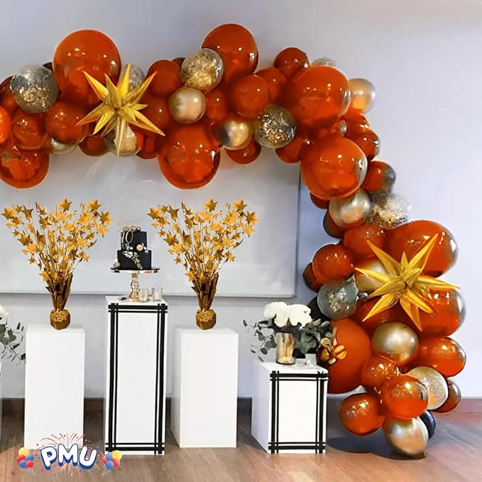 PMU 6 Pack Bursting Star Metallic Foil Spray Centerpiece- Metallic Orange - Image 2