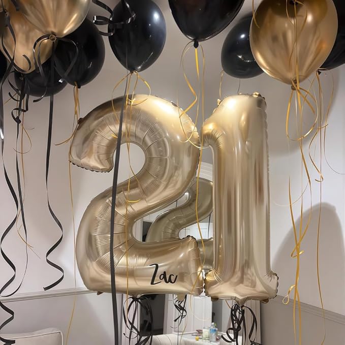 Champagne Gold 4 Balloon Number, 40 Inch Light Gold 4 Balloons Big Foil Mylar - Image 7