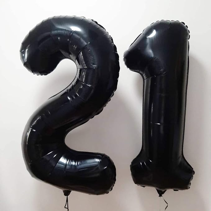 40 Inch Black 21 Number Balloons Giant Jumbo Huge 12 or 21 Foil Mylar Helium - Image 3