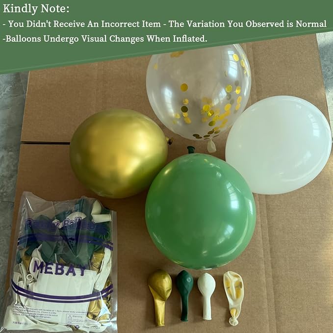 MEBAY Sage Green White Gold Balloon Garland Arch Kit - Image 8