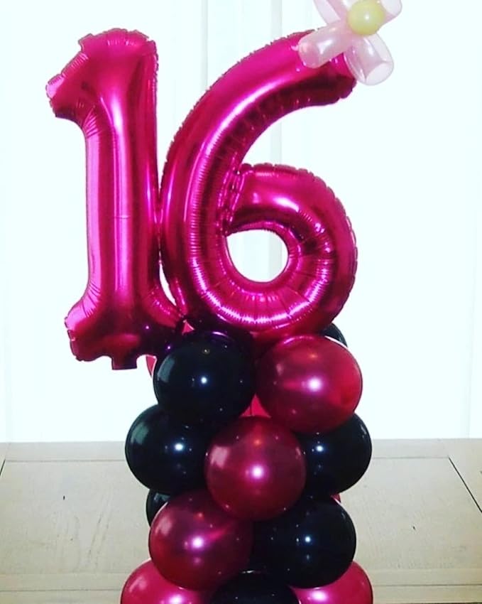 40 Inch Hot Pink 16 Number Balloons Giant 16 or 61 Balloons Hot Pink Birthday - Image 5