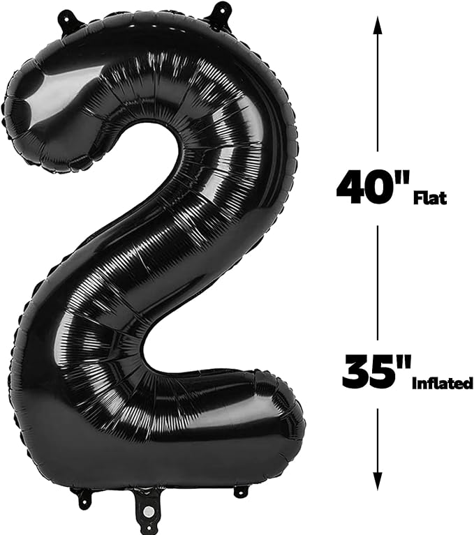 40 Inch Black Mylar Foil Number 26 Birthday Balloon, 26 Boy Girl Party - Image 2